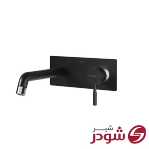 شیر روشویی یک تکه توکار مدل روگن مشکی کروم شودر