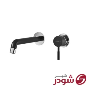 شیر روشویی دو تکه توکار مدل روگن مشکی کروم شودر