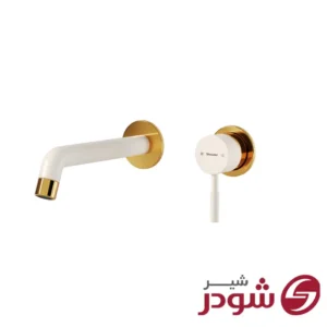 شیر روشویی دو تکه توکار مدل روگن شیری طلا شودر