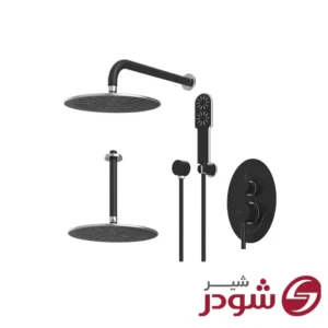 شیر حمام تیپ 3 توکار مدل روگن مشکی کروم شودر