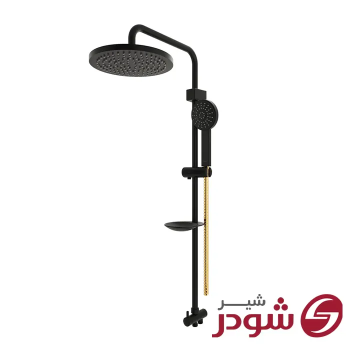 علم دوش حمام مدل دکو مشکی طلا شودر