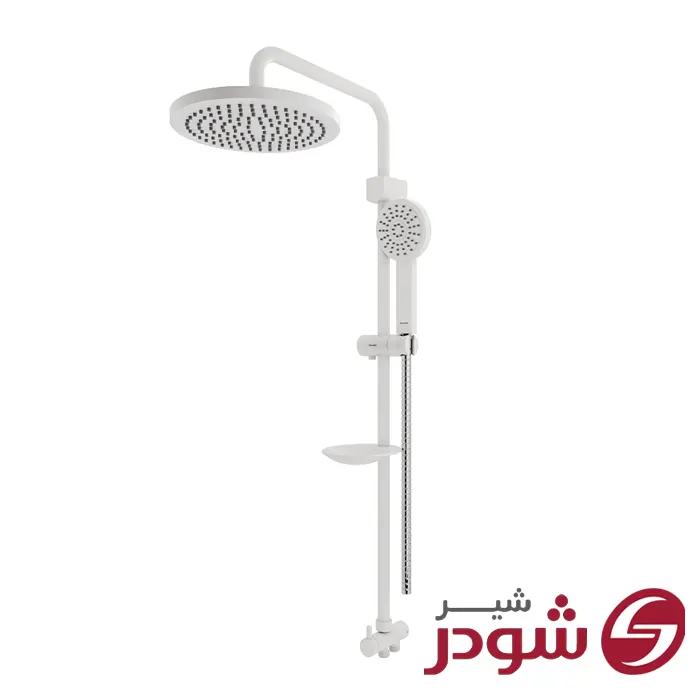 علم دوش حمام مدل دکو سفید کروم شودر