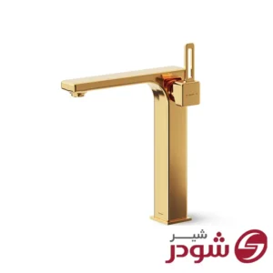شیر روشویی پایه بلند مدل میشل طلایی شودر