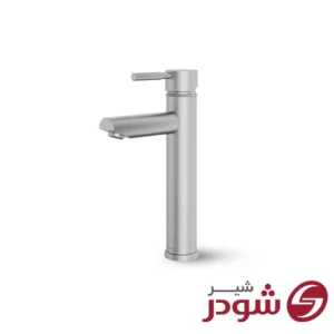 شیر روشویی پایه بلند مدل موناکوپلاس کروم مات شودر