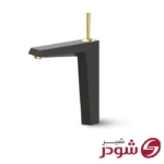 شیر روشویی پایه بلند مدل تیفانی مشکی طلا شودر