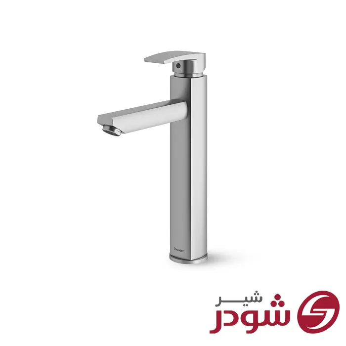 شیر روشویی پایه بلند مدل یونیک پلاس کروم مات شودر