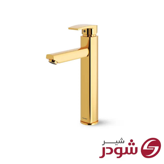 شیر روشویی پایه بلند مدل یونیک پلاس طلایی شودر