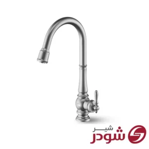 شیر آشپزخانه شاوری مدل بیزانس کروم مات شودر