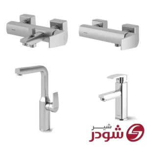 ست شیرآلات مدل یونیک پلاس کروم مات شودر