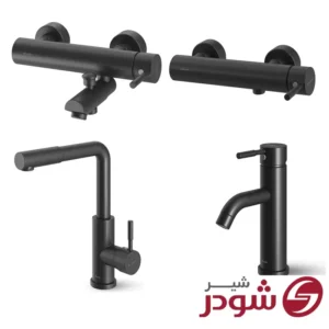 ست شیرآلات مدل مارینو مشکی شودر
