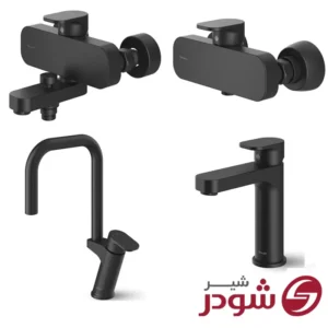 ست شیرآلات مدل تاین مشکی شودر